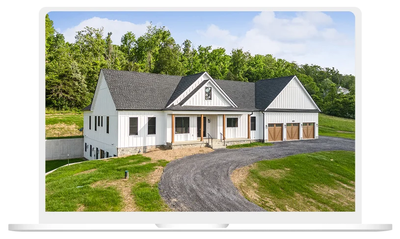 Modern White Farmhouse with Garage